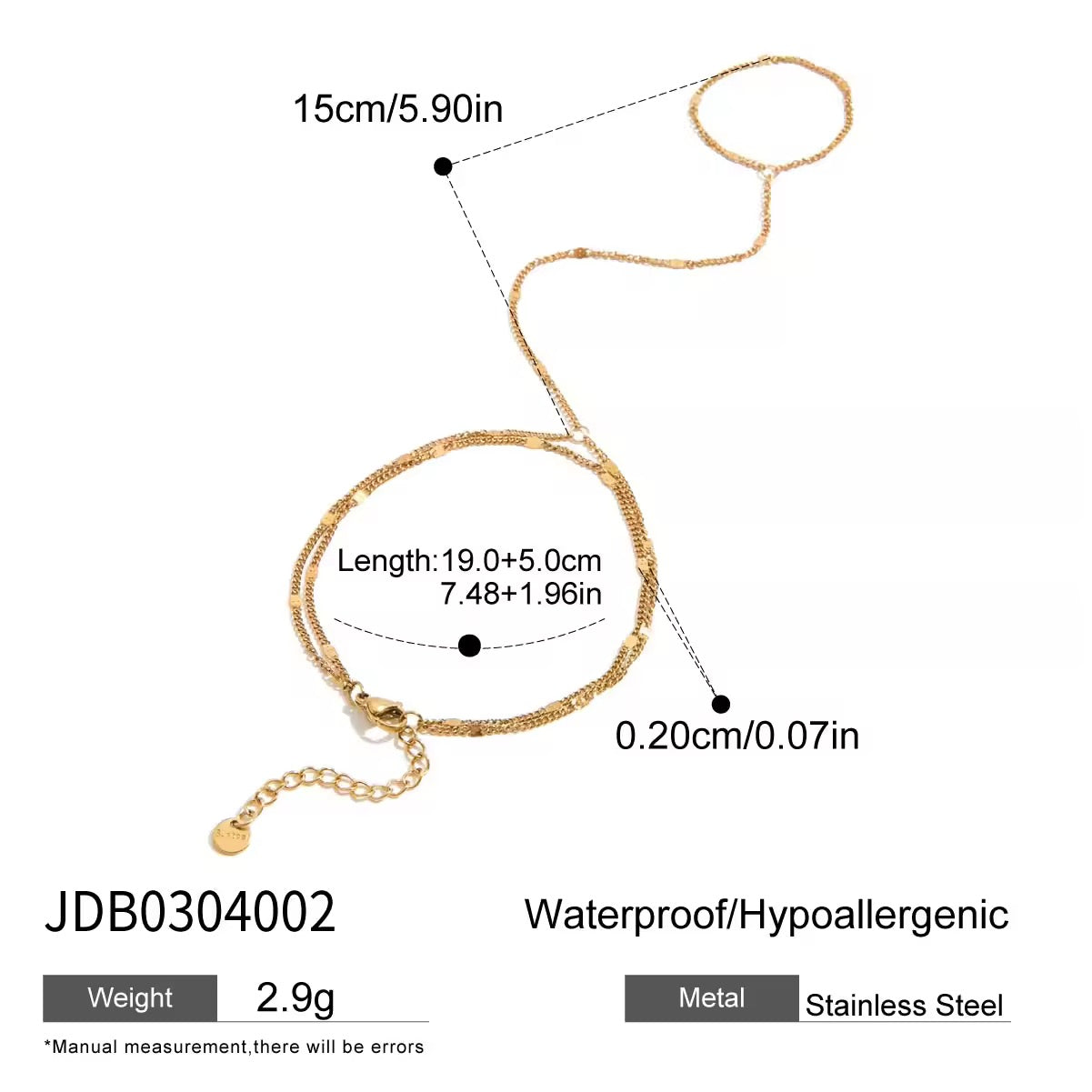 Shimmer handchain bracelet