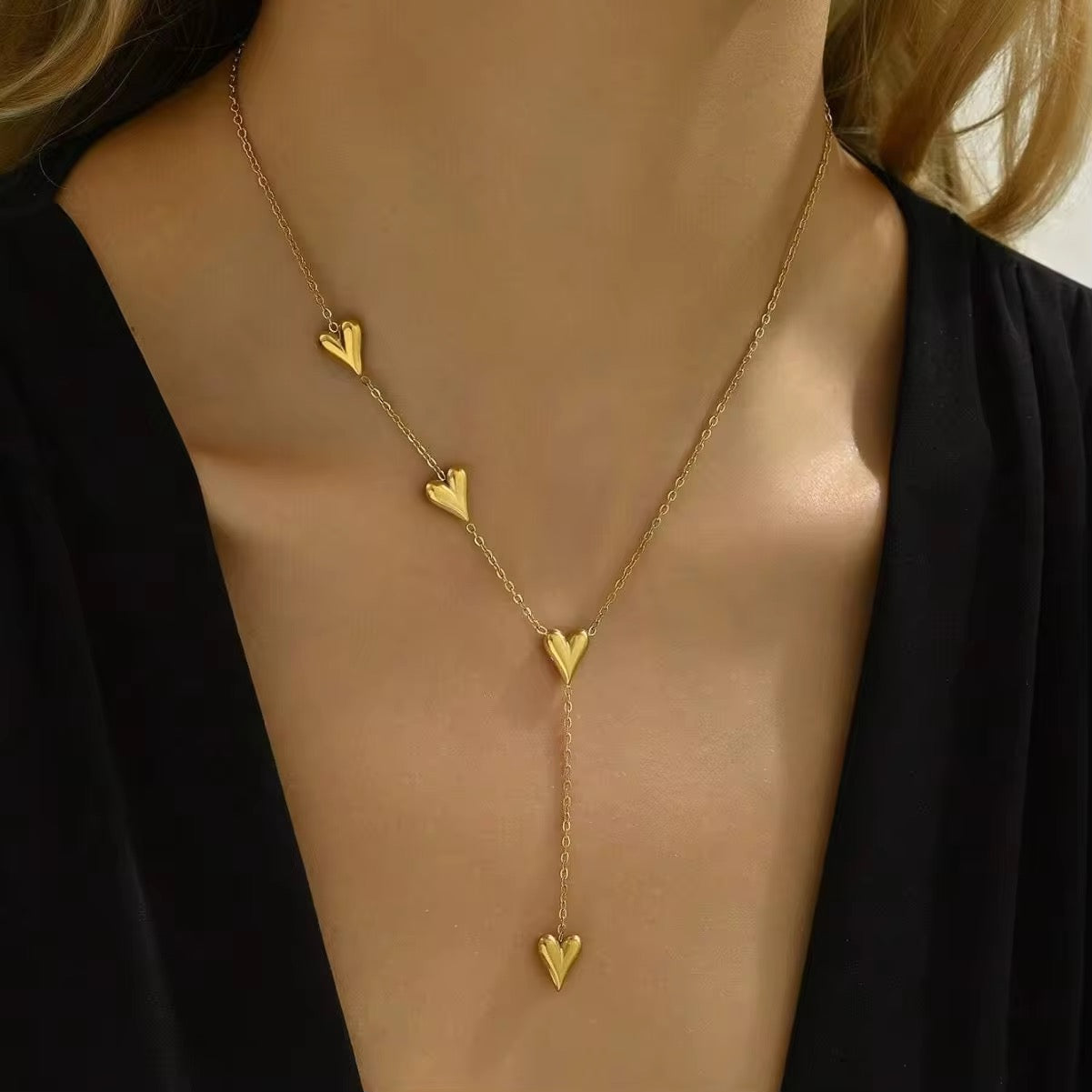Hearts aligned Necklace- 18k Gold Plated