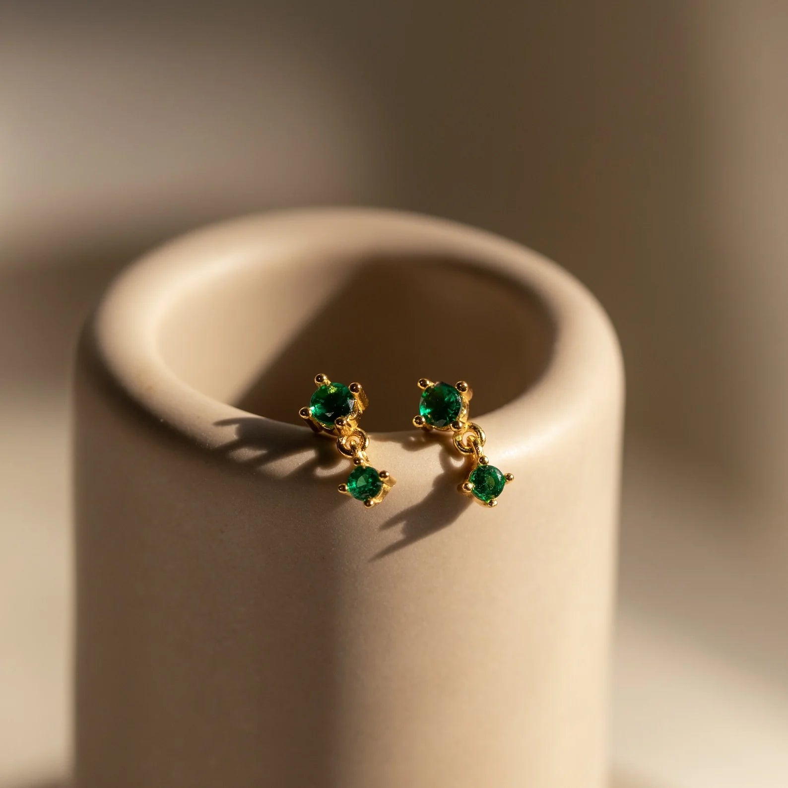 Jade Earrings-18k Gold Plated