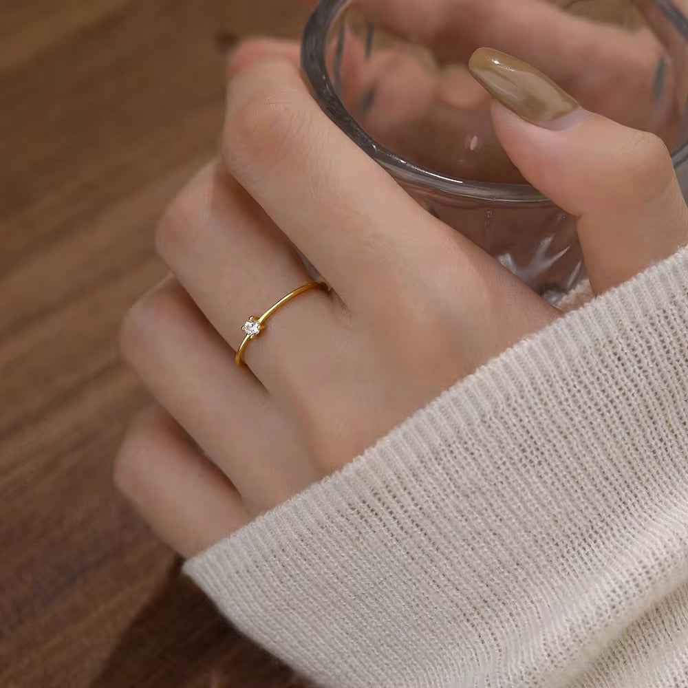 Diamond thin band-18k Gold Plated