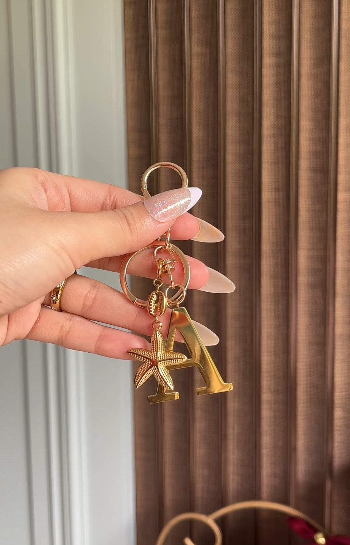 Starfish with Initial Bag Charm