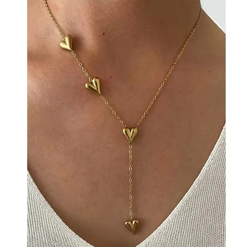 Hearts aligned Necklace- 18k Gold Plated