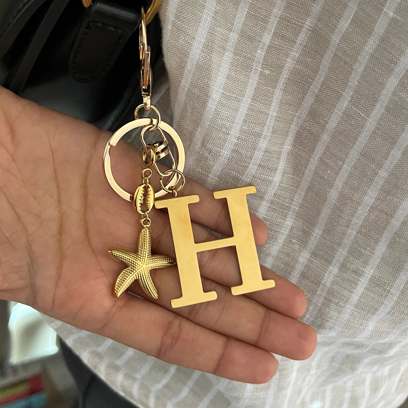 Starfish with Initial Bag Charm