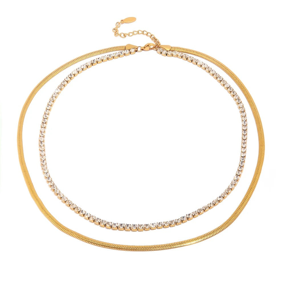 Tennis double layered necklace