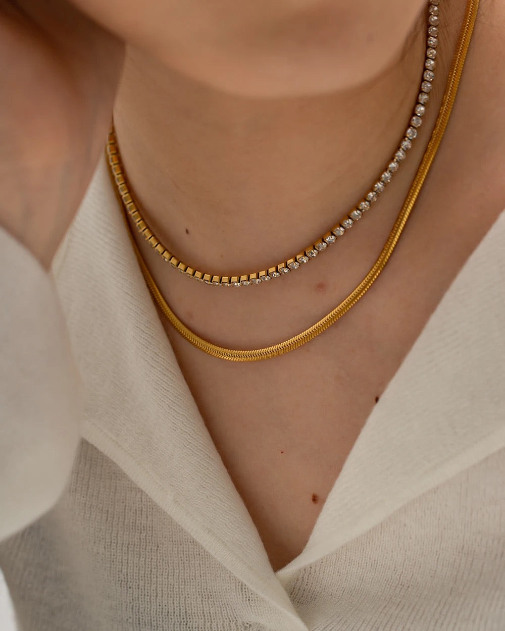 Tennis double layered necklace