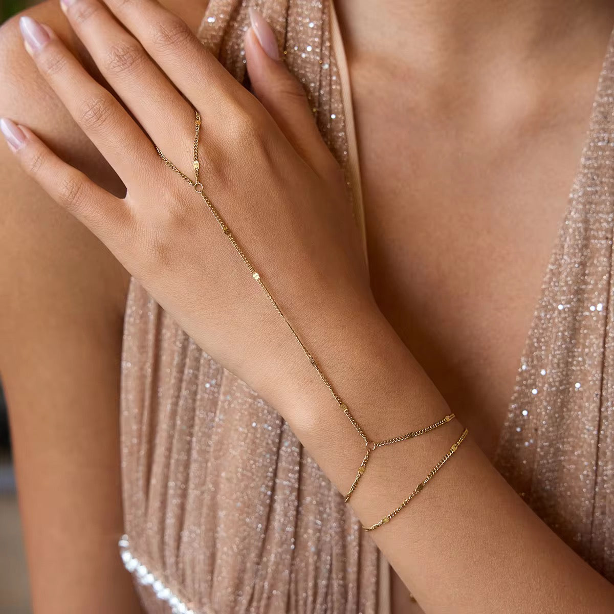 Shimmer handchain bracelet