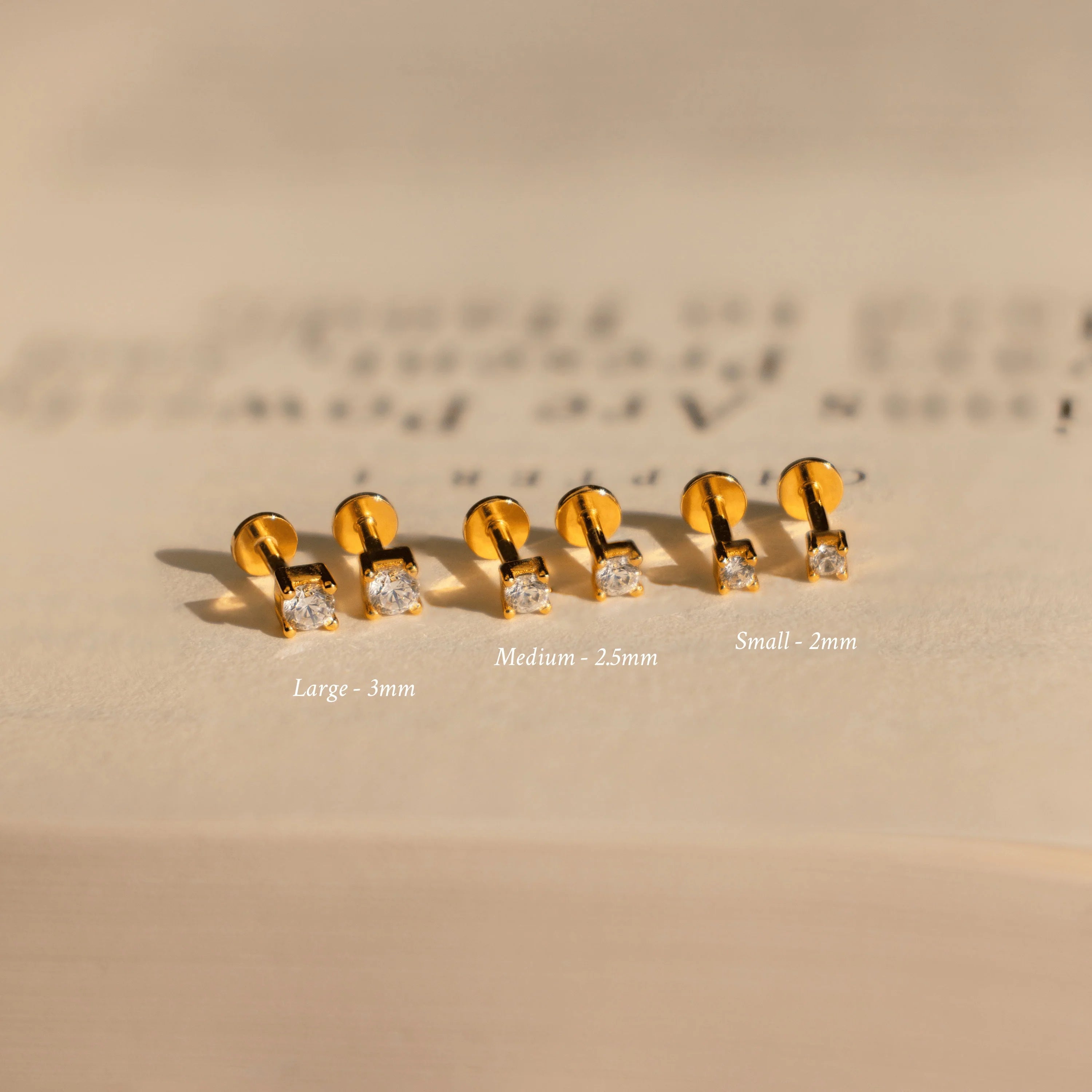 Diamond Flatback Stud Sets-18K Gold Plated