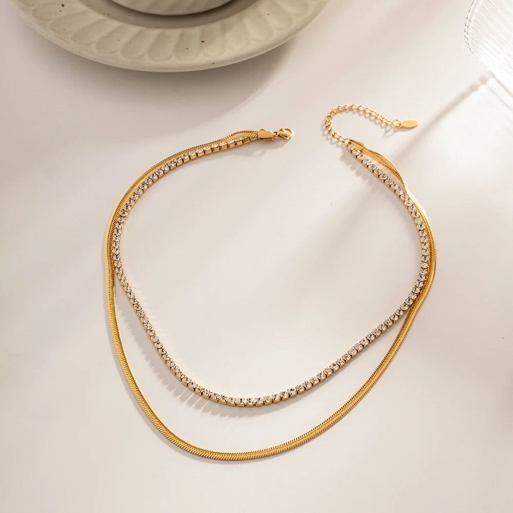 Tennis double layered necklace