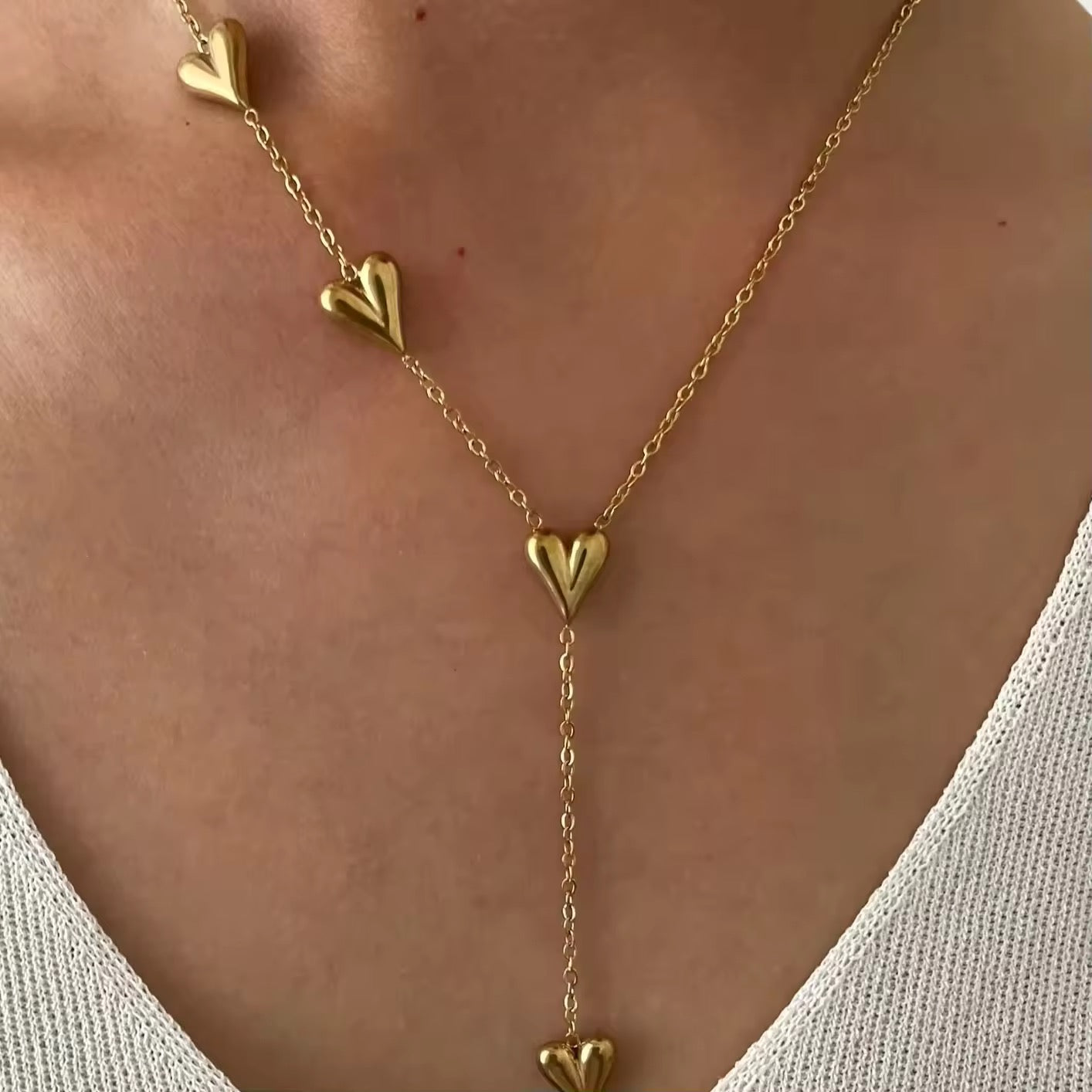 Hearts aligned Necklace- 18k Gold Plated