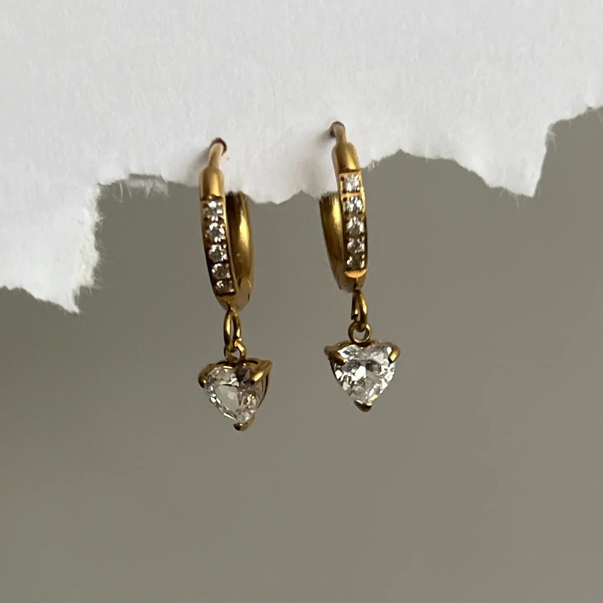 Amour Crystal earrings-18k Gold Plated