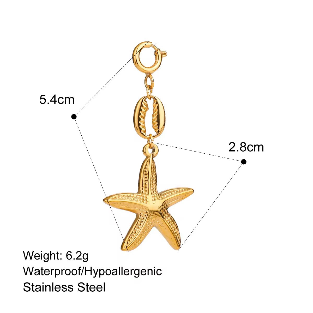 Starfish with Initial Bag Charm