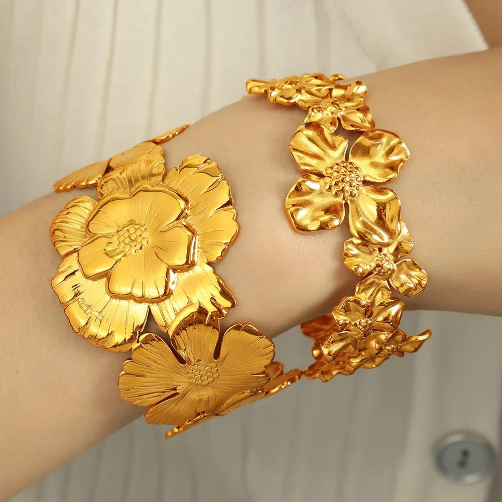 Floral cuff- 18k Gold plated