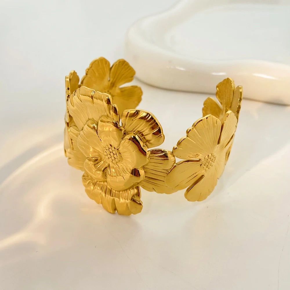 Floral cuff- 18k Gold plated