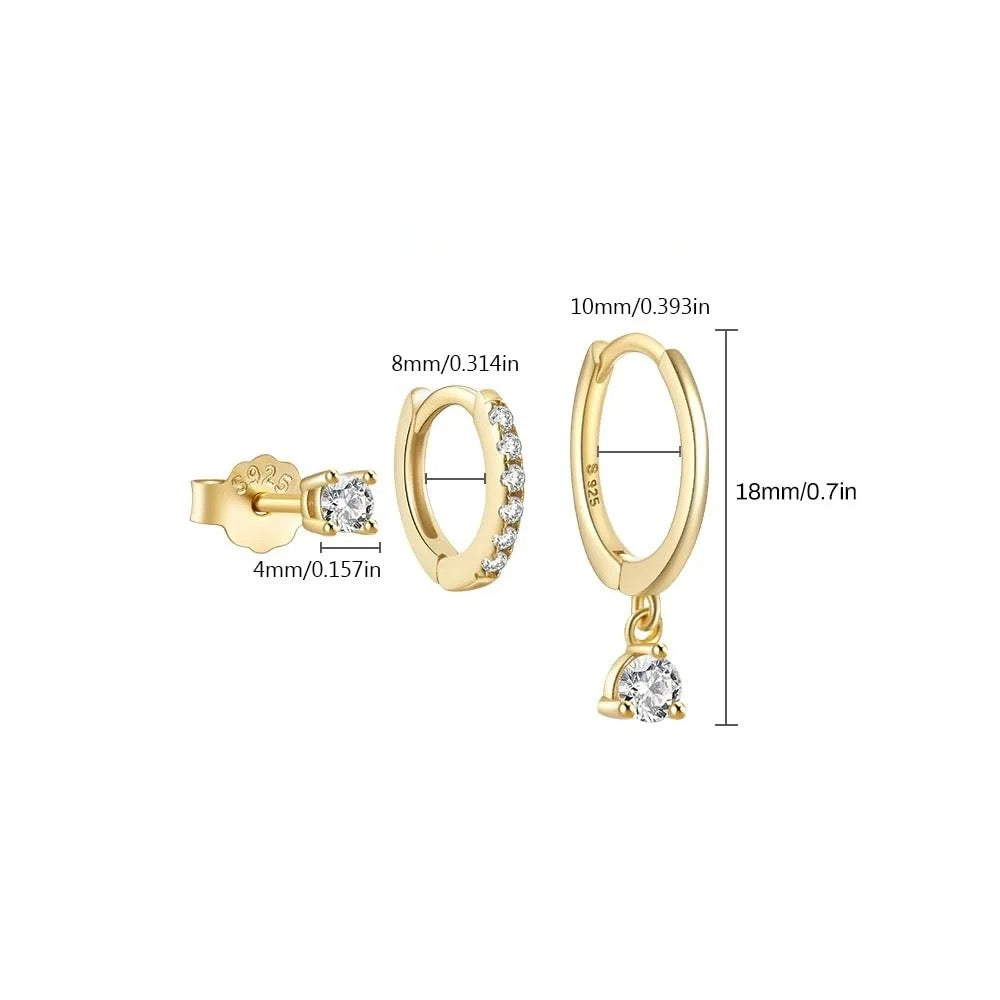 Classic Diamond Earrings Set-925 Sterling Silver