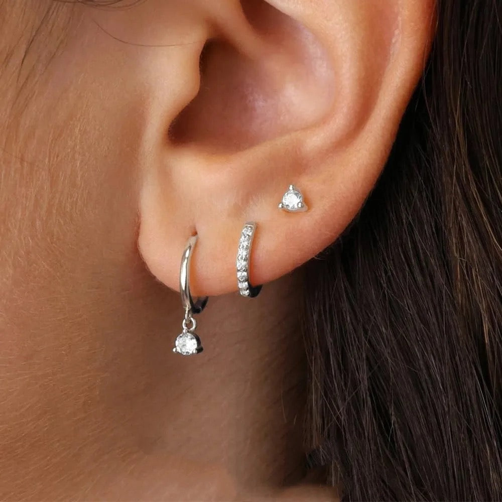 Classic Diamond Earrings Set-925 Sterling Silver