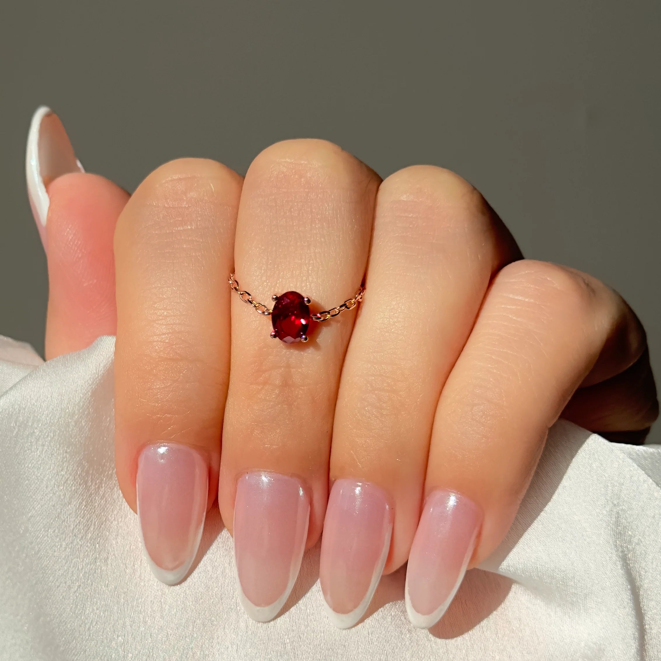Ruby chain ring-925 sterling silver