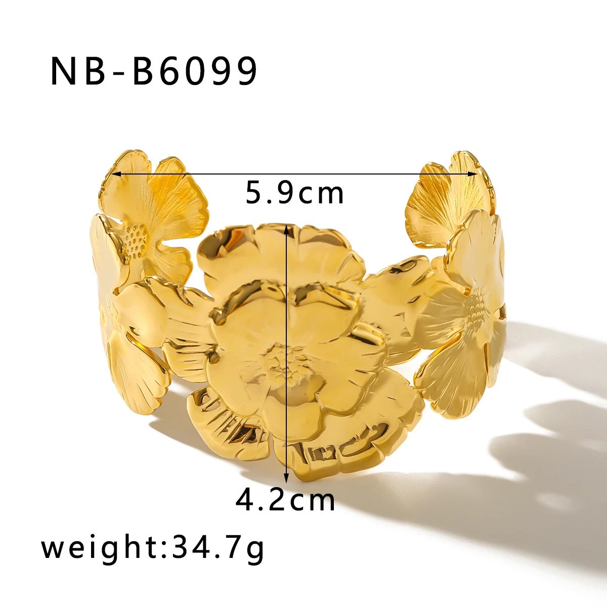 Floral cuff- 18k Gold plated