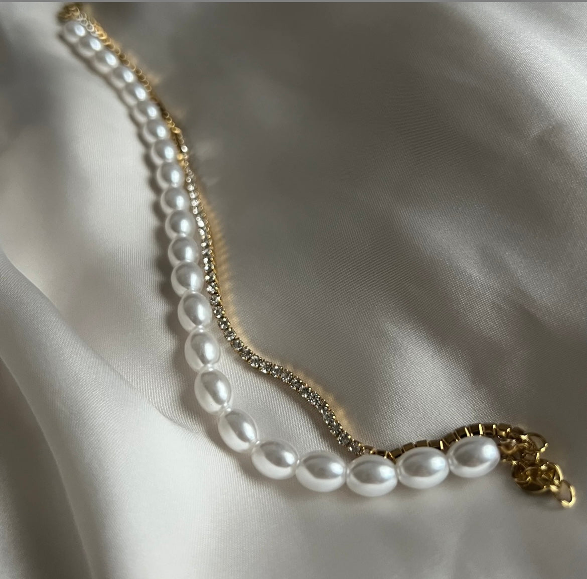 Pearl diamanté layered bracelet