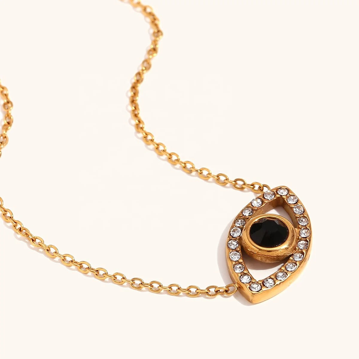 Zircon Evil eye protection necklace- 18k Gold Plated