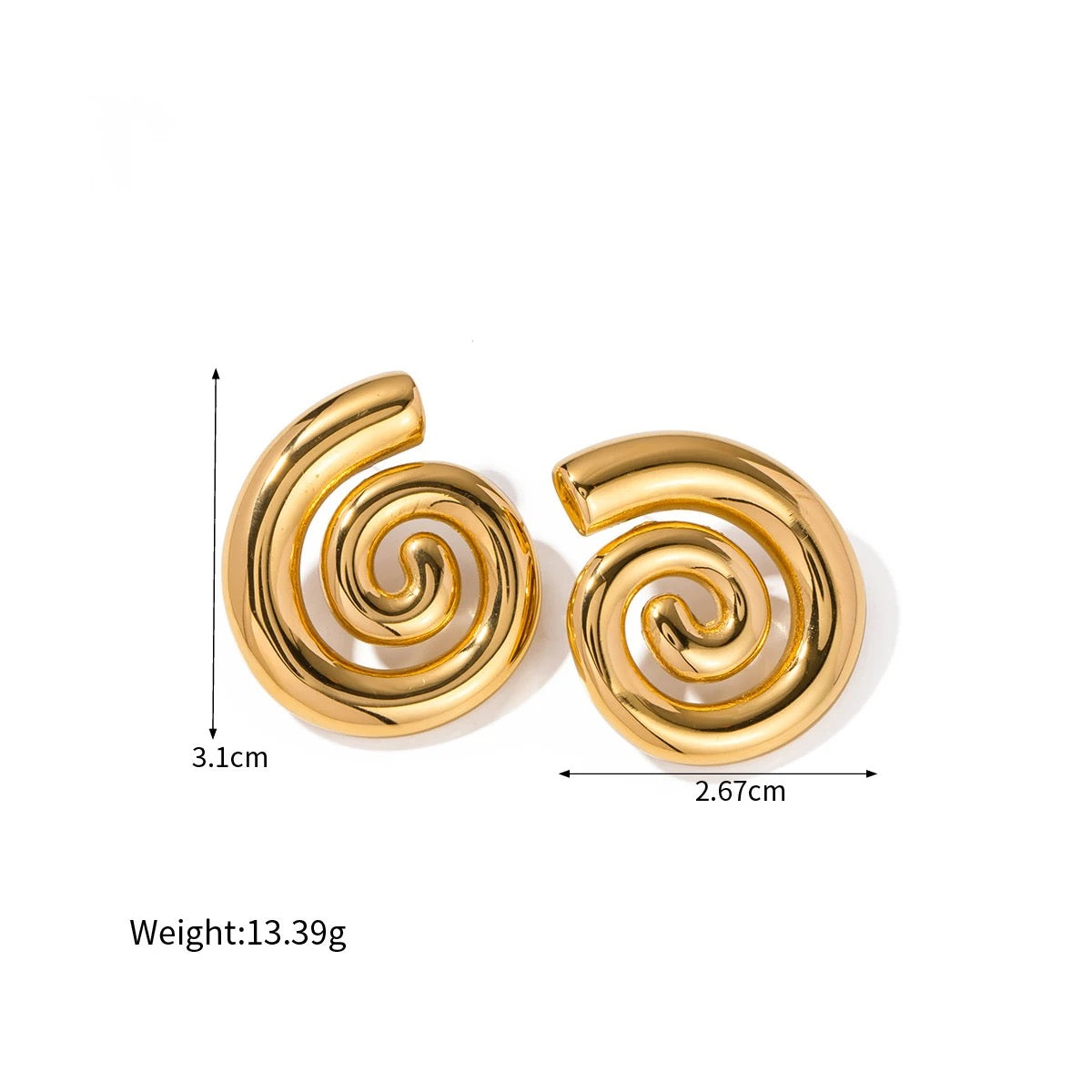 Spiral hoop earrings- 18K Gold Plated