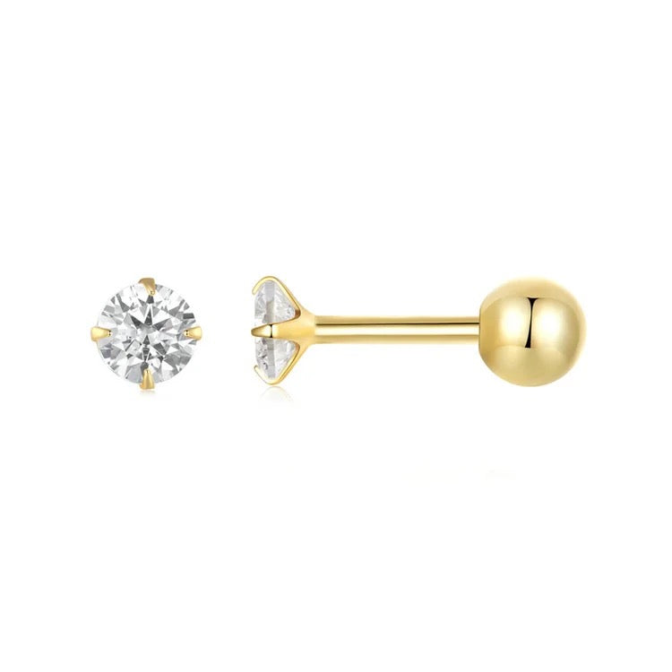 Diamond studs- 18k Gold Plated