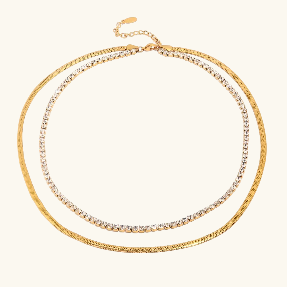 Tennis double layered necklace