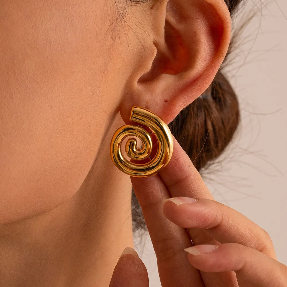 Spiral hoop earrings- 18K Gold Plated