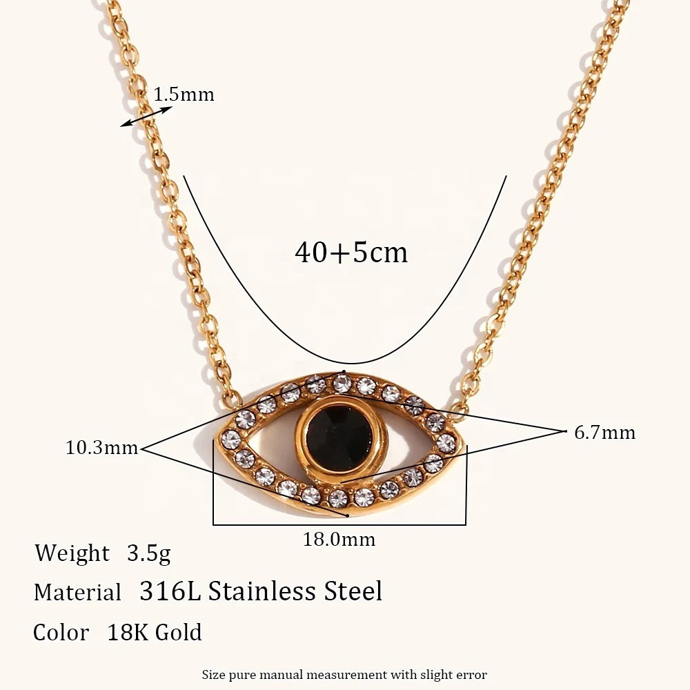 Zircon Evil eye protection necklace- 18k Gold Plated