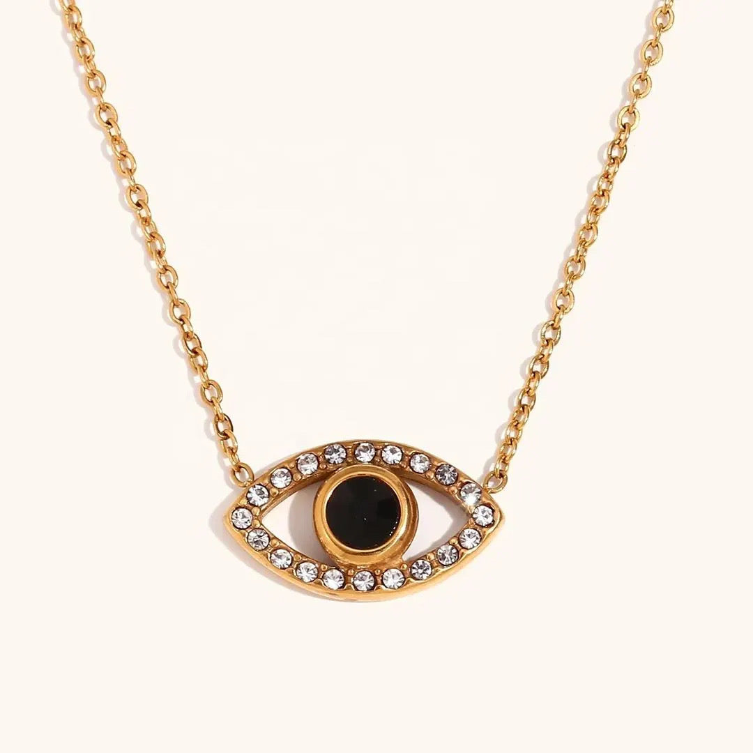 Zircon Evil eye protection necklace- 18k Gold Plated