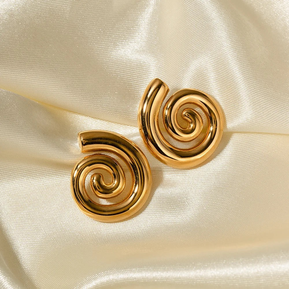 Spiral hoop earrings- 18K Gold Plated