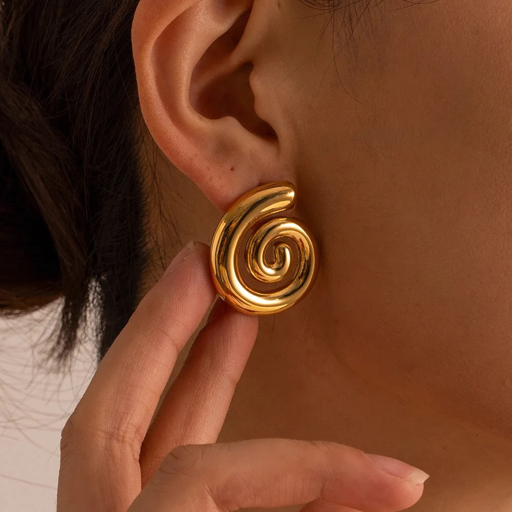 Spiral hoop earrings- 18K Gold Plated