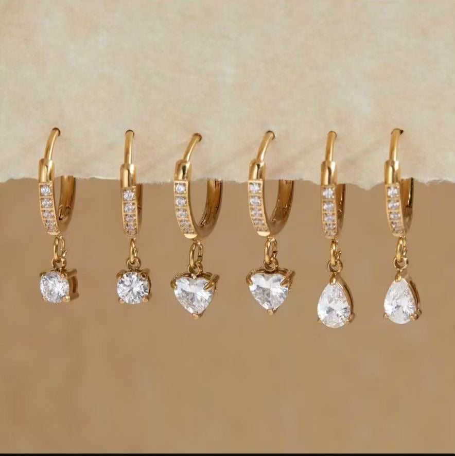 Amour Crystal earrings-18k Gold Plated