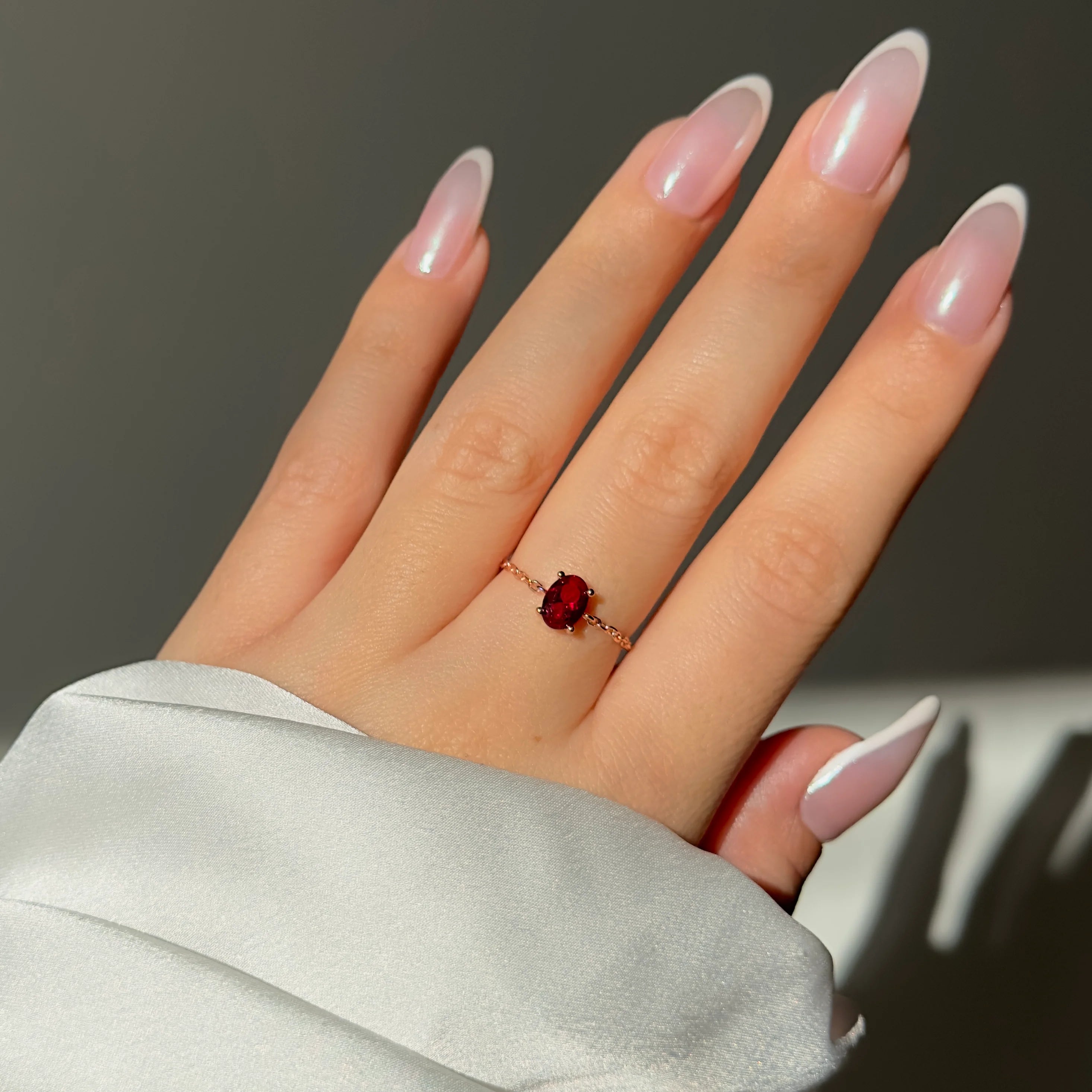 Ruby chain ring-925 sterling silver