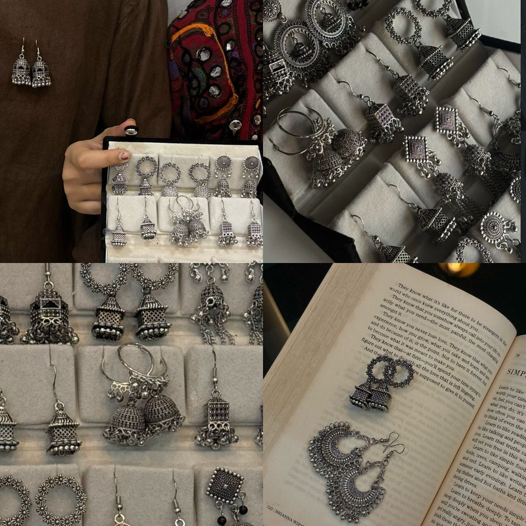 Personalised Oxidised Jhumka Earring Folding Gift Box (comes with any set of 12 earrings)