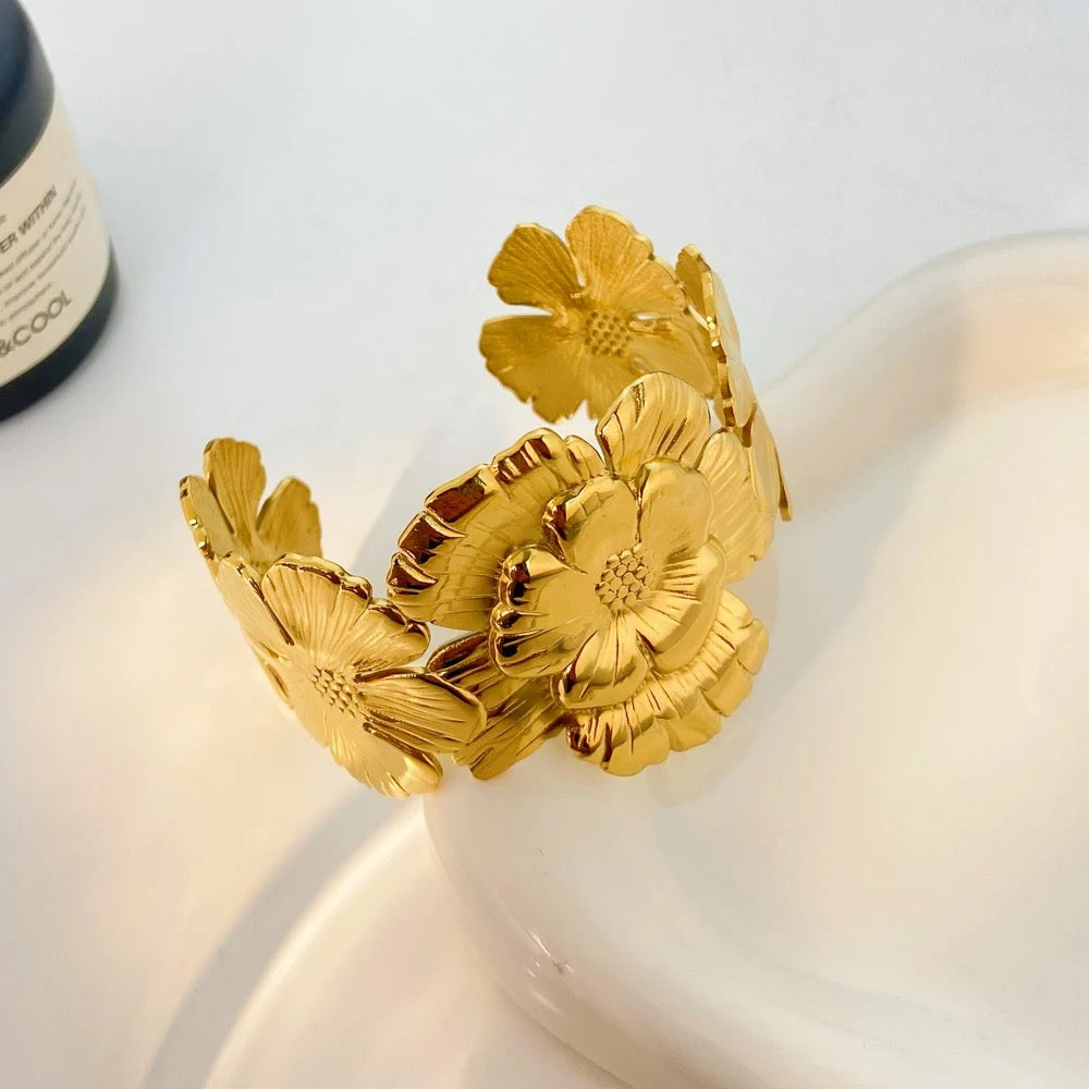 Floral cuff- 18k Gold plated