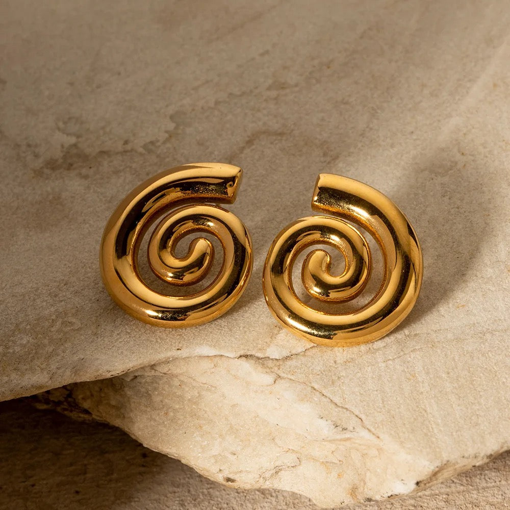 Spiral hoop earrings- 18K Gold Plated