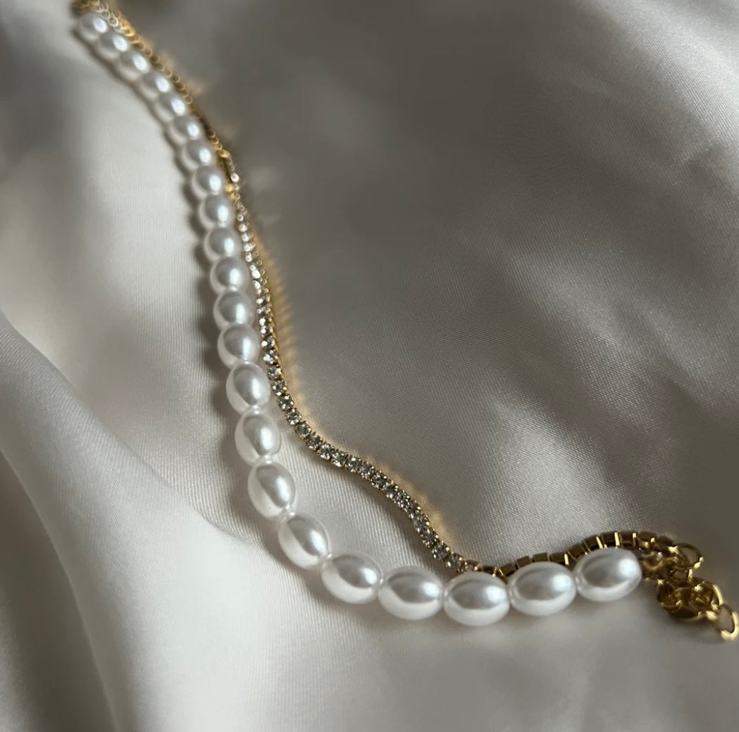 Pearl diamanté layered bracelet