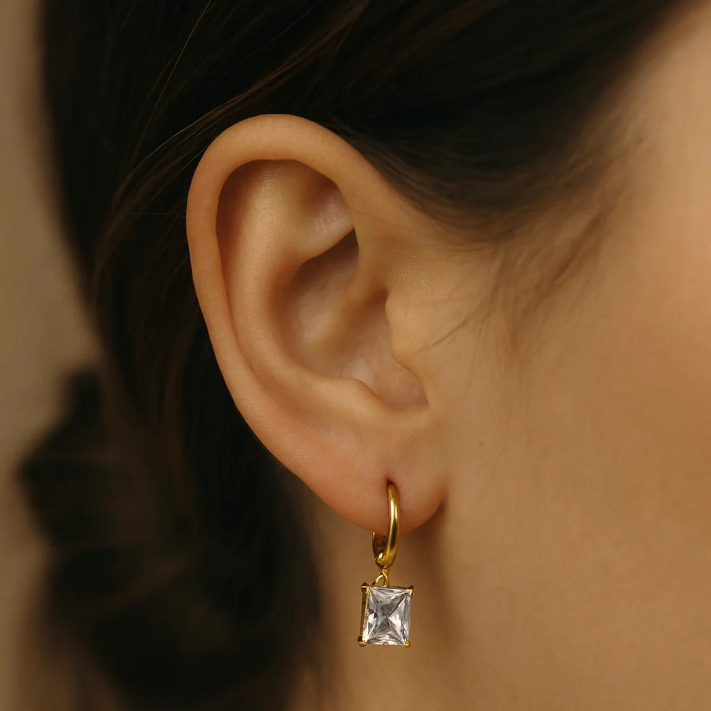 Crystal earrings-18k Gold Plated