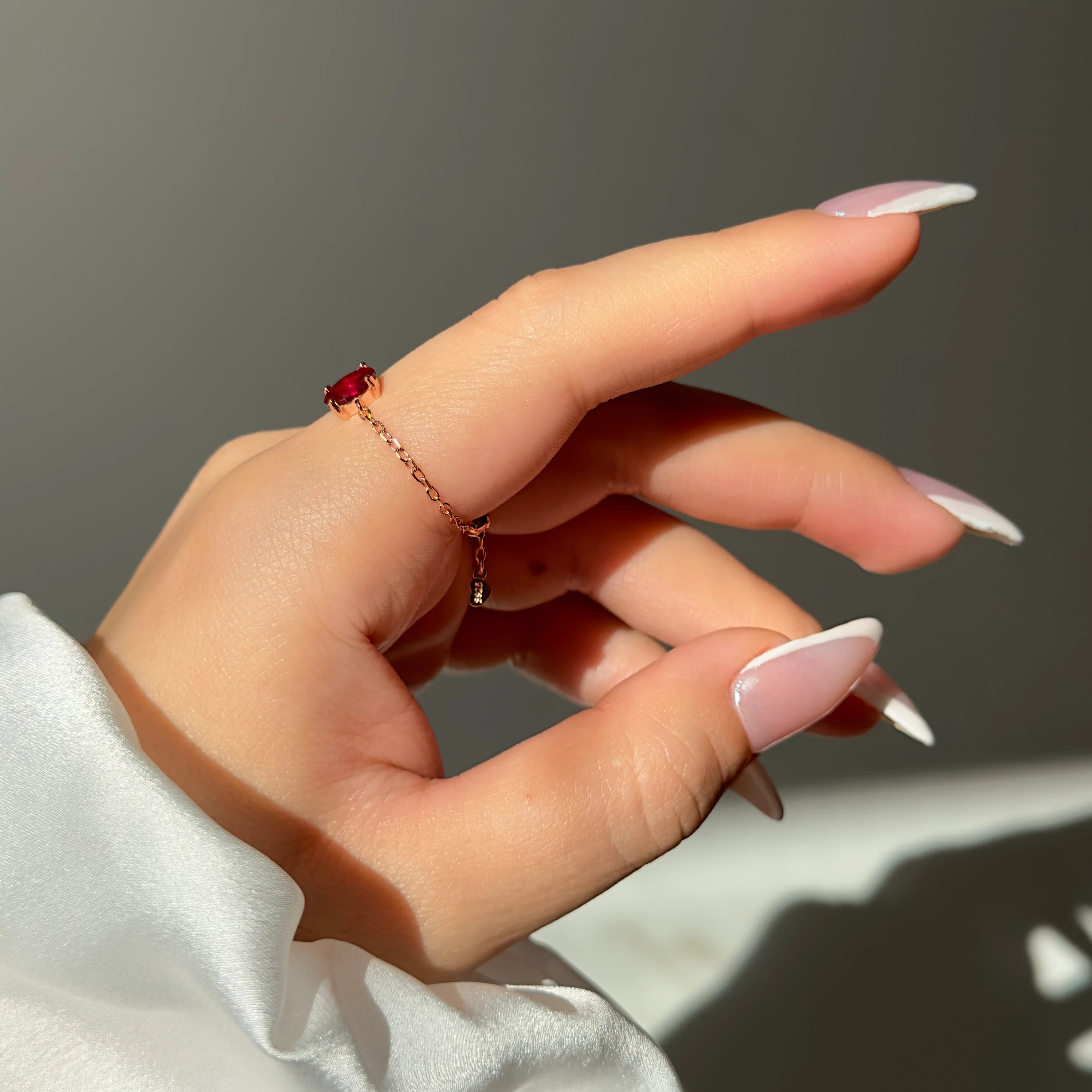 Ruby chain ring-925 sterling silver