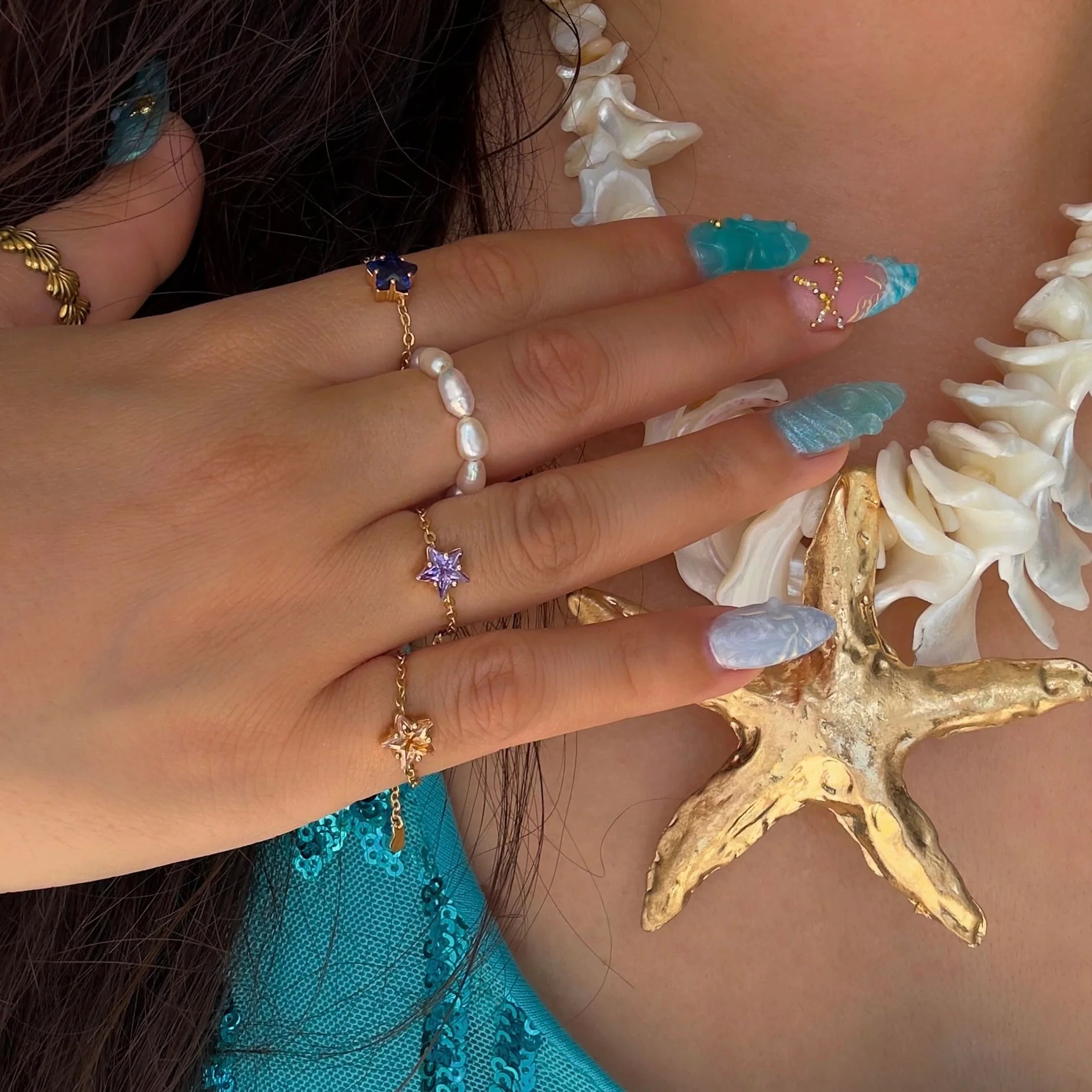 Stargirl chain ring- 925 Sterling silver