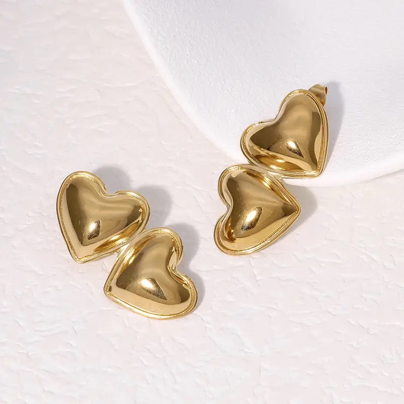 Double heart earrings