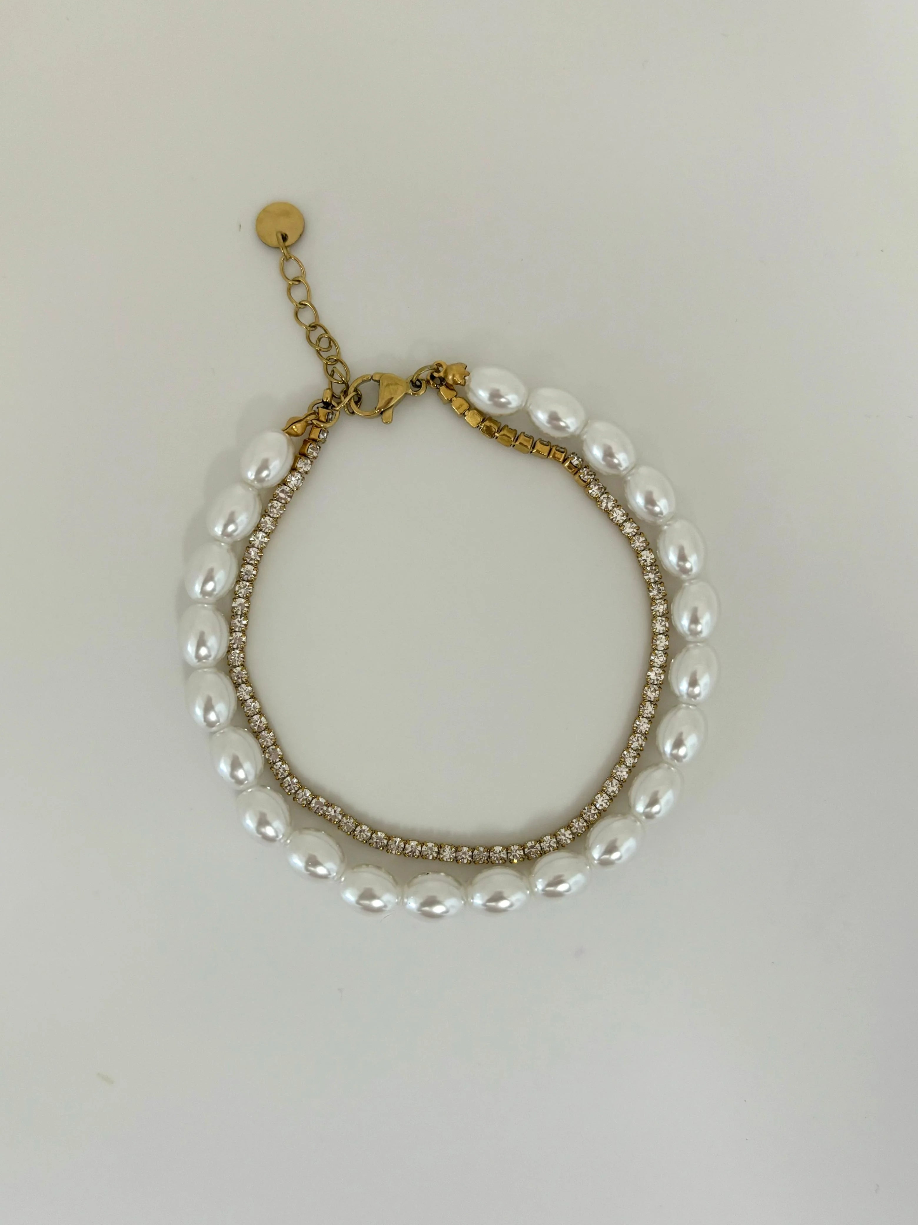 Pearl diamanté layered bracelet