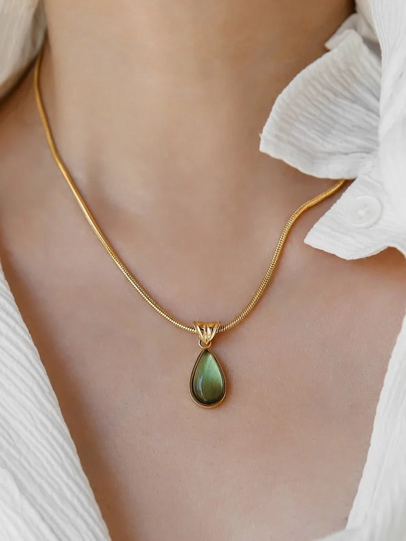 Emerald tear drop necklace