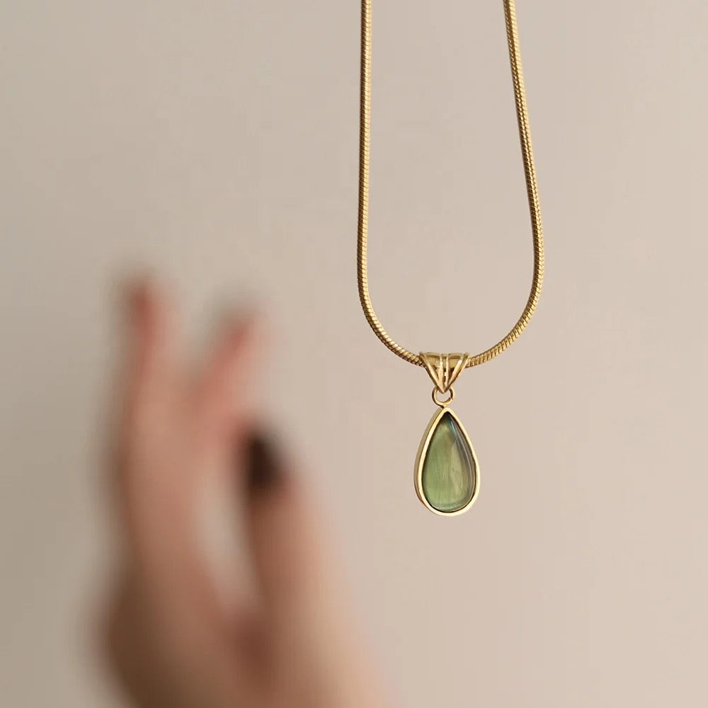 Emerald tear drop necklace