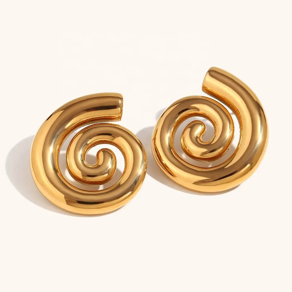 Spiral hoop earrings- 18K Gold Plated