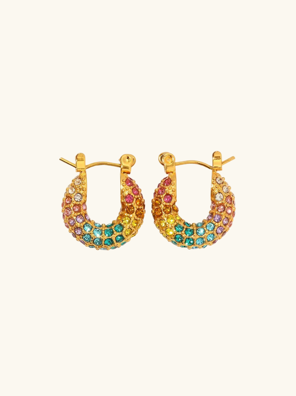 MULTICOLOURED DAZZLING HOOP EARRING