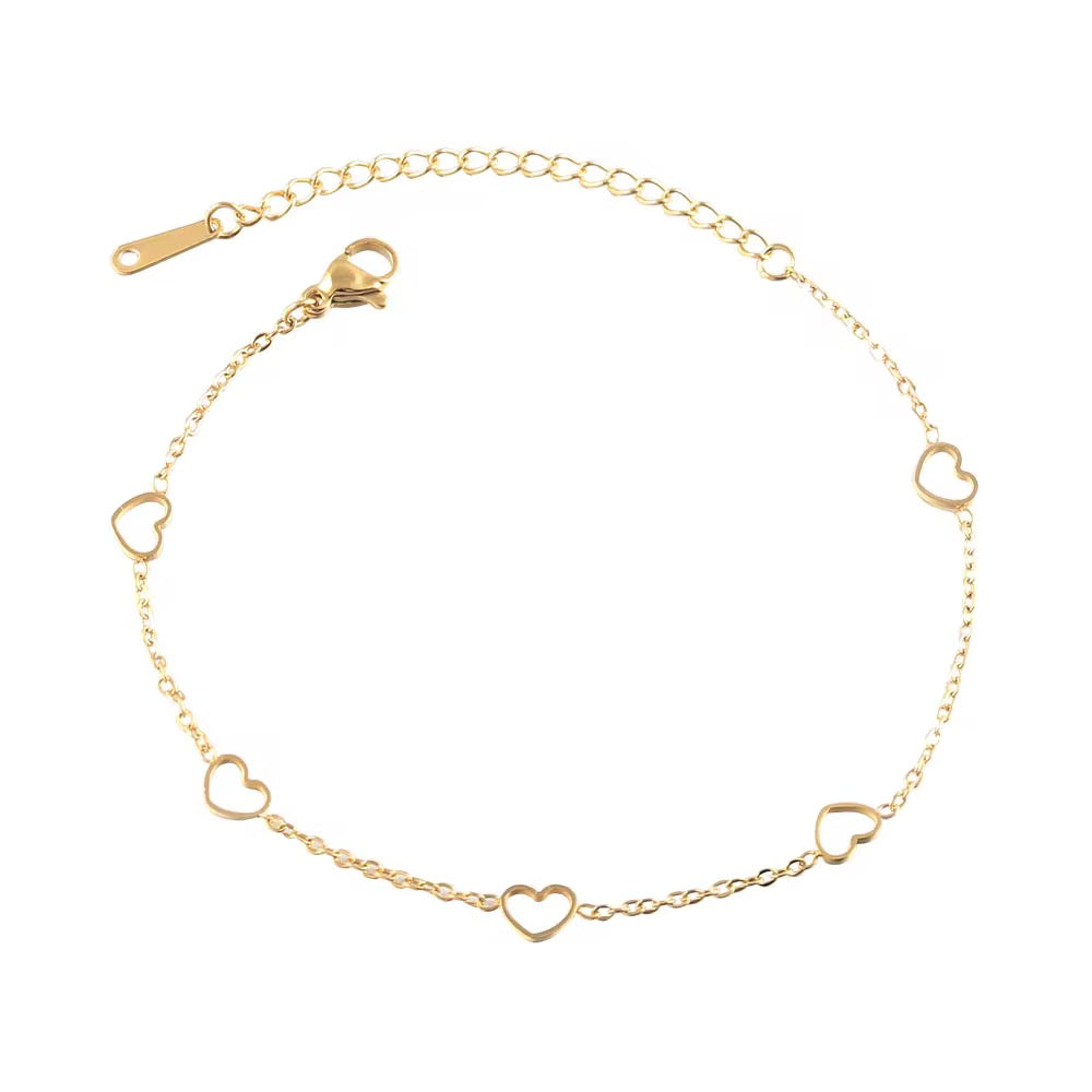 Hollow heart anklet