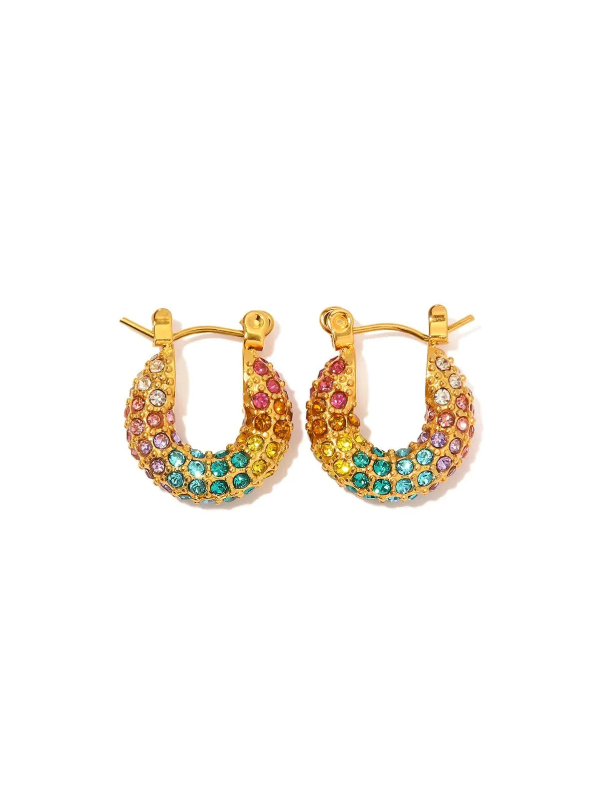 MULTICOLOURED DAZZLING HOOP EARRING